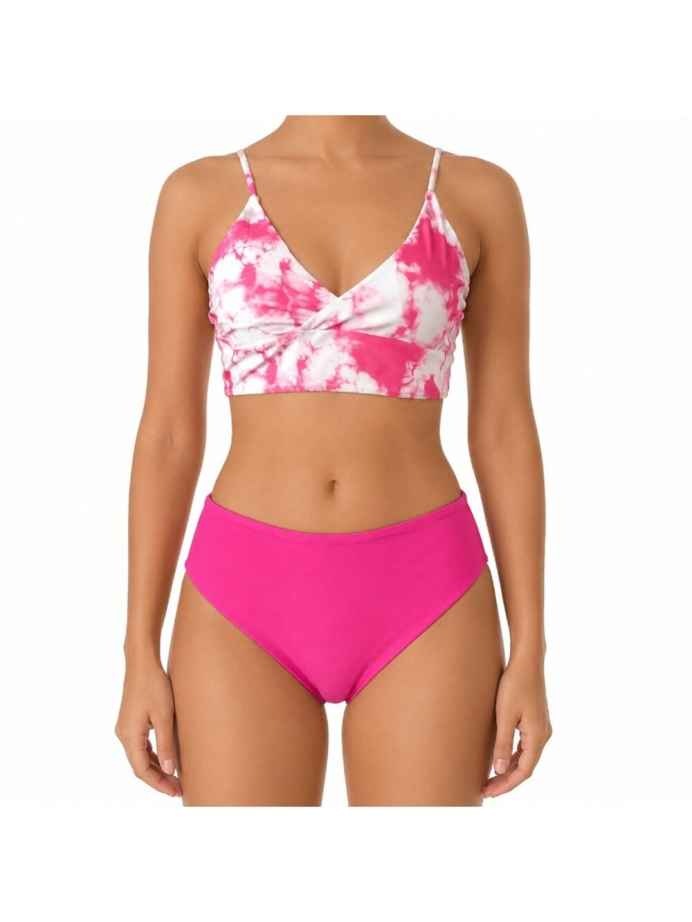 Romwe Pink Tie Dye Bikini Set - Medium